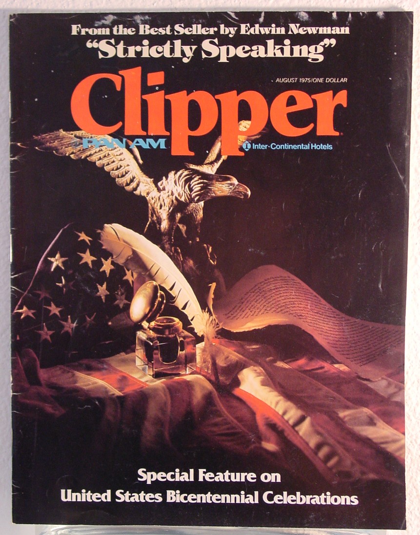 1975 August Clipper in-flight Magazine with a cover story on the United States Bi-centennial